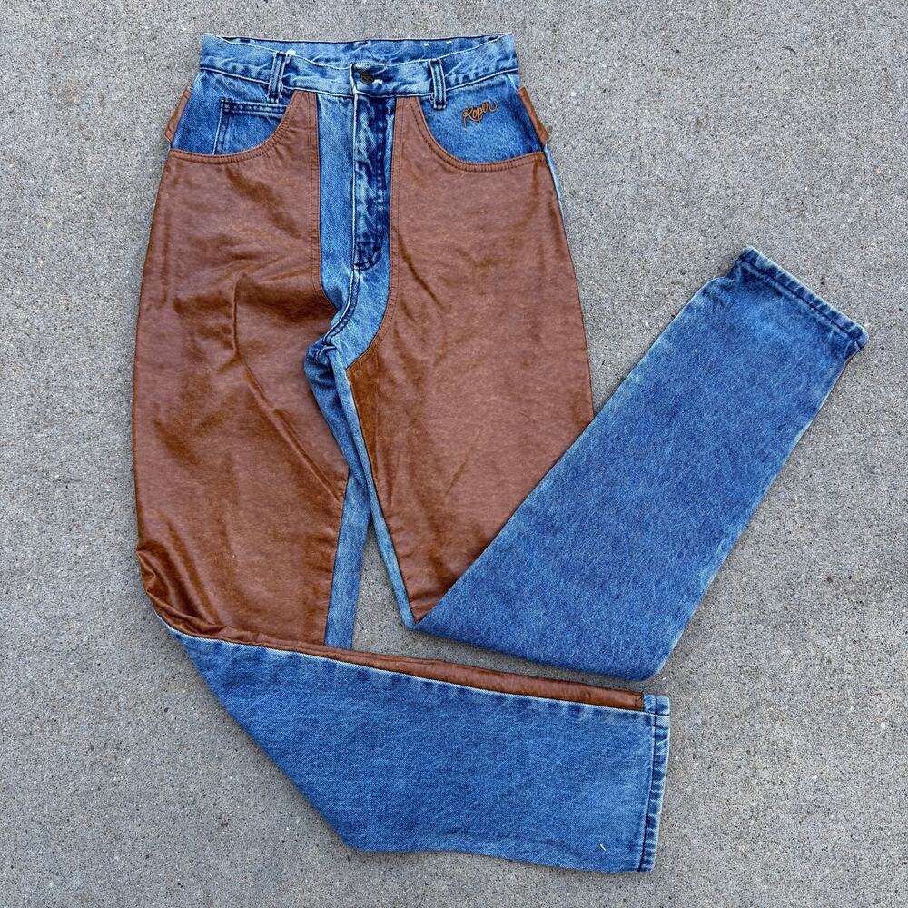 Vintage 80s 90s Roper Faux Chap Buckle Back Bareback High Rise Wedgie Jeans 5/6L